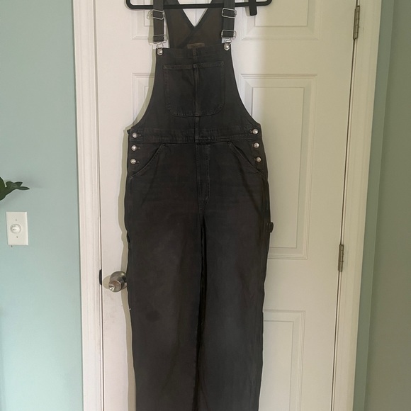 Madewell oversized Carpenter Denim Overalls Size L black/brown - Picture 1 of 6